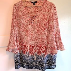 Style & Co. Peasant Blouse • Ruffle Sleeves • Floral